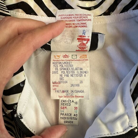 Ribkoff vintage zebra sequin abstract full zip track jacket women's 10 - Picture 3 of 6